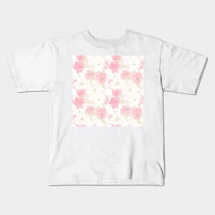 Pink and Gold Floral Paint Design Kids T-Shirt